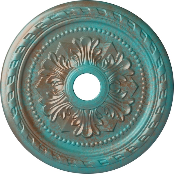 Ekena Millwork Palmetto Medallion (Canopies up to 3 5/8"), 23 5/8"OD x 3 5/8"ID x 1 5/8"P, Copper Green Patina CM23PMCGS - main